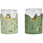 Textilomanie Skleněný svícen GREEN HOUSES 13 cm zelený - různé varianty – Zboží Dáma