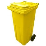 Manutan Expert Plastová venkovní popelnice na tříděný odpad, 120 l, žlutá – Zbozi.Blesk.cz