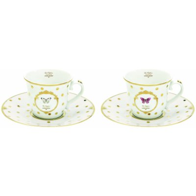 Easy Life Porcelánové šálky a podšálky na kávu Dots & Butterfly 2x 2 x 80 ml – Hledejceny.cz