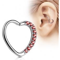 Šperky4U piercing do nosu/ucha srdce červené kamínky N0060L-R