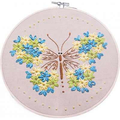 Stoklasa Vyšívací sada s předtištěným motivem 380731 6 květinový motýl průměr 26,5cm – Sleviste.cz