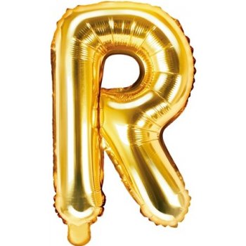 PartyDeco Fóliový balónek písmeno R zlatý 35 cm