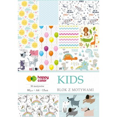 Happy Color Blok se vzorovanými papíry KIDS 80g/m2 A4 15 listů 30 vzorů HA 3808 2030 K – Zbozi.Blesk.cz