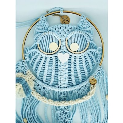 Brimoon Sova macramé 66 x 28 cm modrá – Zboží Mobilmania