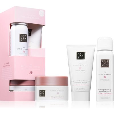 RITUALS Trial Set Sakura sprchový gel The Ritual of Sakura 50 ml +Vyrovnávací tělový krém The Ritual of Sakura 70 ml +tělový peeling The Ritual of Sakura 125 g dárková sada – Zboží Dáma