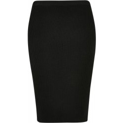 Ladies Rib Knit Midi Skirt black