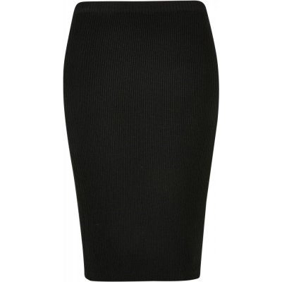 Ladies Rib Knit Midi Skirt black