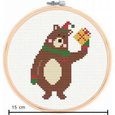 kpomalovani.cz Sada na jednoduché křížkové vyšívání VÁNOČNÍ MEDVĚD – Zboží Mobilmania