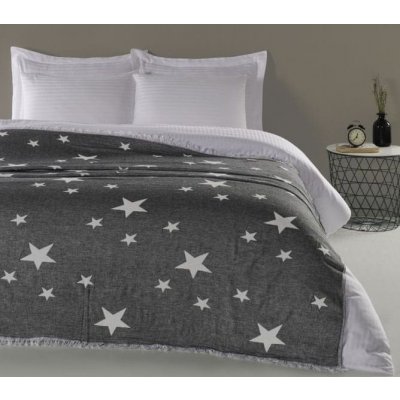 Denizli Concept přehoz na postel STARS grafitově šedá 190 x 220 cm – Zboží Mobilmania