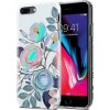 Pouzdro a kryt na mobilní telefon Apple Cadorabo pouzdro pro Apple iPhone 7 PLUS / 7S PLUS / 8 PLUS Ochranné pouzdro s bílým TPU krytem Flowers Flower Cover Case