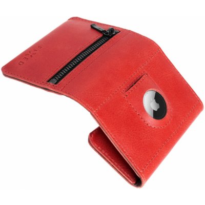 Kožená peněženka FIXED Tripple Wallet for AirTag z pravé hovězí kůže červená FIXWAT-TR2-RD