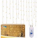 Real Home Světelná záclona, vánoční světýlka, rampouchy, 96 LED, girlanda, teplá bílá, USB, 3,5 m – Hledejceny.cz
