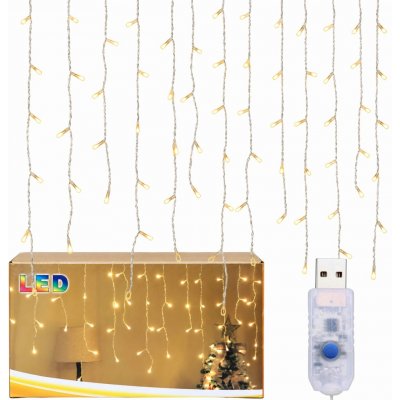 Real Home Světelná záclona, vánoční světýlka, rampouchy, 96 LED, girlanda, teplá bílá, USB, 3,5 m – Hledejceny.cz