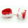 SM, BDSM, fetiš Red Plush Feathered Soft Handcuffs