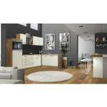 Flex Well Rohová kuchyňská linka se spotřebiči Vintea 280x170 cm barva čela magnólie matná barva korpusu lancelot oak – Zboží Dáma