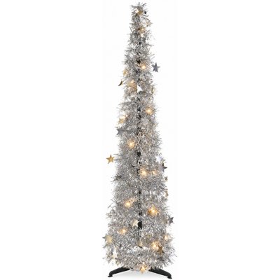 BerryHome Vánoční řetězový stromek s LED osvětlením 120 cm – stříbrný – Hledejceny.cz