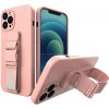 Pouzdro a kryt na mobilní telefon Apple Hurtel Lanové gelové se šňůrkou řetízek kabelka šňůrka iPhone 11 Pro Max růžová 5907769328718