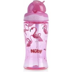 Nuby hrnek netekoucí se sklápěcím brčkem růžová 360 ml