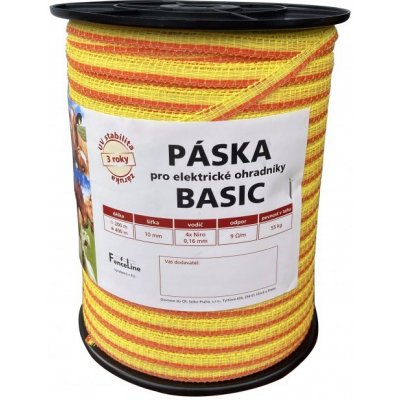 Páska BASIC 10 mm pro el. ohradník 4x0 16 mm Niro žluto oranž. 400 m – Hledejceny.cz