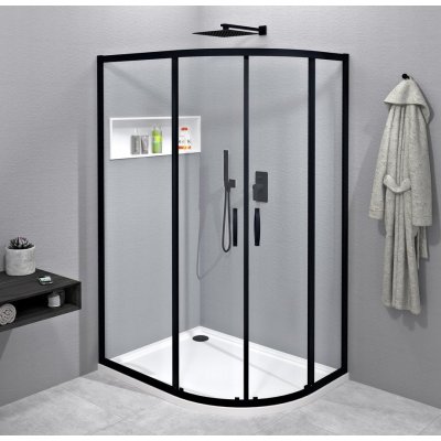 Gelco SIGMA SIMPLY BLACK čtvrtkruhová sprchová zástěna 1200x900 mm, R550, L/R, čiré sklo GS1290B – Zboží Mobilmania