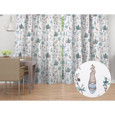 Biante Vánoční bavlněný závěs Sandra SA-662 Modro-zeleno-hnědý vánoční vzor 150x240 cm – Zboží Dáma