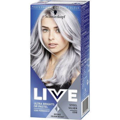 Schwarzkopf Live Ultra Bright or Pastel barva na vlasy Steel Silver 098 50 ml – Zbozi.Blesk.cz