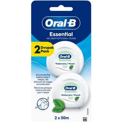 Oral-B Voskovaná zubní nit pro úzké prostory Essential Máta 50 m – Hledejceny.cz