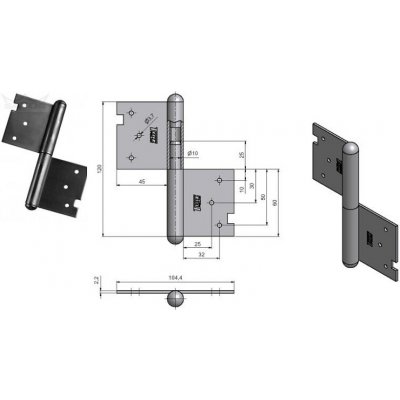TKZ Polná Závěs dveřní 120mm BPÚ levý – Zbozi.Blesk.cz