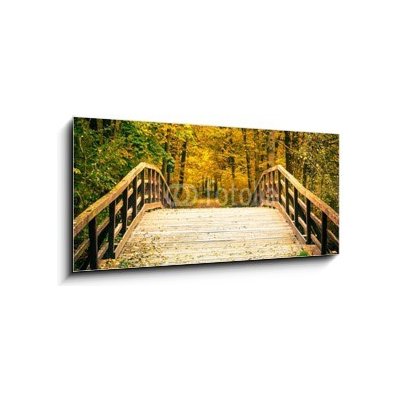 Skleněný obraz 1D - 120 x 50 cm - Bridge in autumn park Most v podzimním parku – Zboží Mobilmania