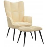 VidaXL 328093 relaxační se stoličkou krémově bílé samet – Zboží Mobilmania