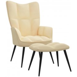 VidaXL 328093 relaxační se stoličkou krémově bílé samet