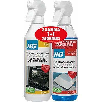 HG čistič na trouby a grily + čistič skla a zrcadel 500 ml + 500 ml – Zboží Mobilmania