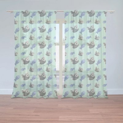 Sablio Záclony Kočky a rybičky: 2ks 150x250cm – Hledejceny.cz