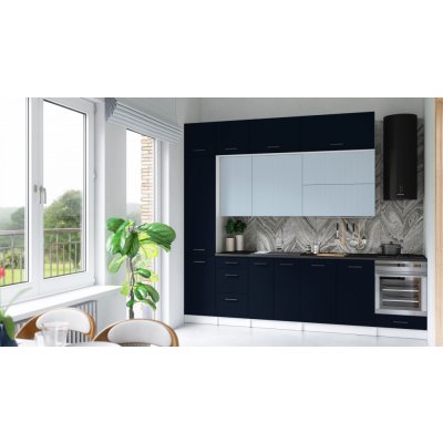 FRONTI Kuchyňská linka DAFNI 280cm Denim/Marine blue – Zboží Dáma