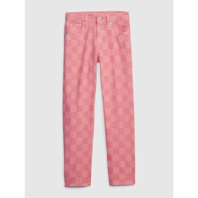GAP Dětské džíny loose šachovnice Růžová – Sleviste.cz