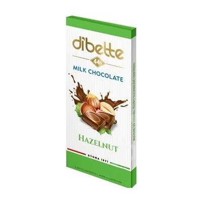 Diabette Choco Mléčná čokoláda s fruktózou plněná kakaovým krémem s lískovo-oříškovou příchutí 80 g