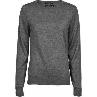 Tee Jays Dámský merino svetr s kulatým výstřihem šedá melír – Hledejceny.cz