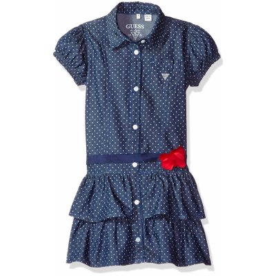 Guess oblečení pro dívky Multi Dot Print Denim Dress modrá