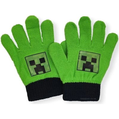 Mojang official product - Dětské zimní pětiprsté pletené rukavice Minecraft - zelené