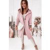 Dámský svetr a pulovr Fashionweek Dlouhý Kardigan s kapucí JK-HONEY světle růžová