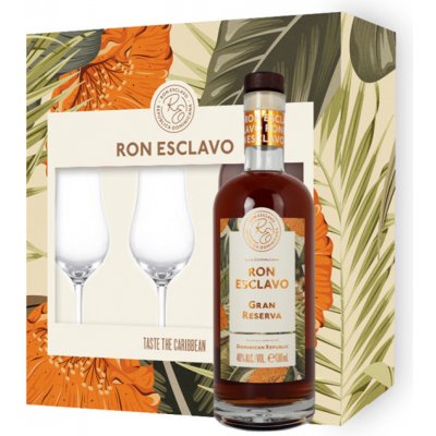 Ron Esclavo Gran Reserva 40% 0,5 l (dárkové balení 2 sklenice) – Zboží Mobilmania