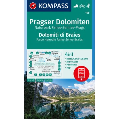 Kompass 145 Pragser Dolomiten, Naturpark Fanes-Sennes-Prags 1:25 000 turistická mapa – Zboží Mobilmania