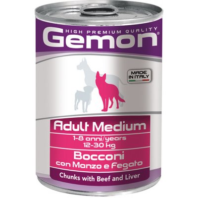 Gemon Dog Medium kousky hovězí s játry 415 g – Zboží Mobilmania