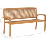 vidaXL Stohovatelná zahradní lavice s poduškou 159 cm masivní teak 3063326 – Zboží Dáma