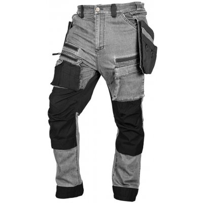 NEO TOOLS pracovní kalhoty DENIM zesílená Cordura odnímatelné kapsy šedé – Sleviste.cz