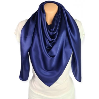 elegantní tmavě modrý šátek z pravého morušového hedvábí jednobarevný bez vzoru