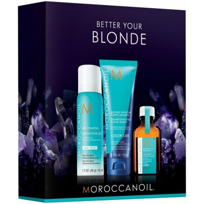 Moroccanoil Better Your Blonde šampon 70 ml + suchý šampon 65 ml + olej 25 ml dárková sada