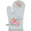 Chňapka Zelená bavlněná chňapka - rukavice s květy Cheerful Birdie - 18*30 cm