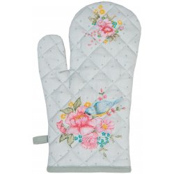 Zelená bavlněná chňapka - rukavice s květy Cheerful Birdie - 18*30 cm