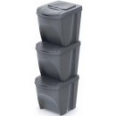PROSPERPLAST Sada 3 odpadkových košů SORTIBOX 3 x 25 l šedý kámen